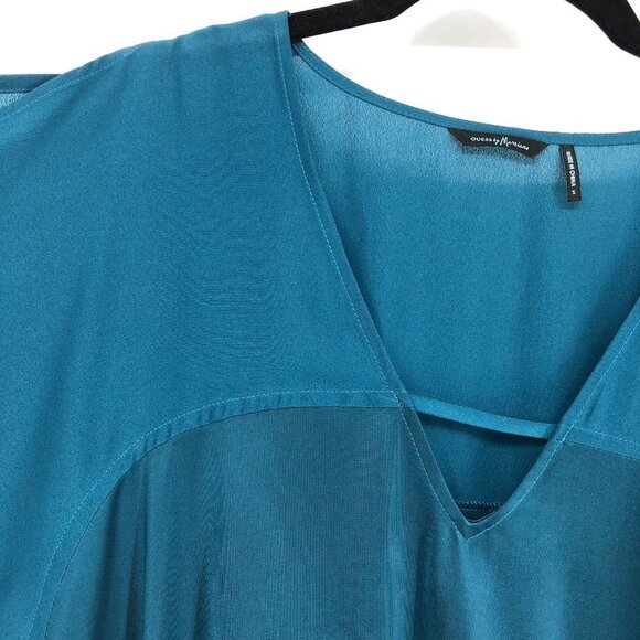 Guess by Marciano NWT Teal VNeck Drop Shoulder Mid Sleeve Oversized Tunic S - Picture 5 of 14